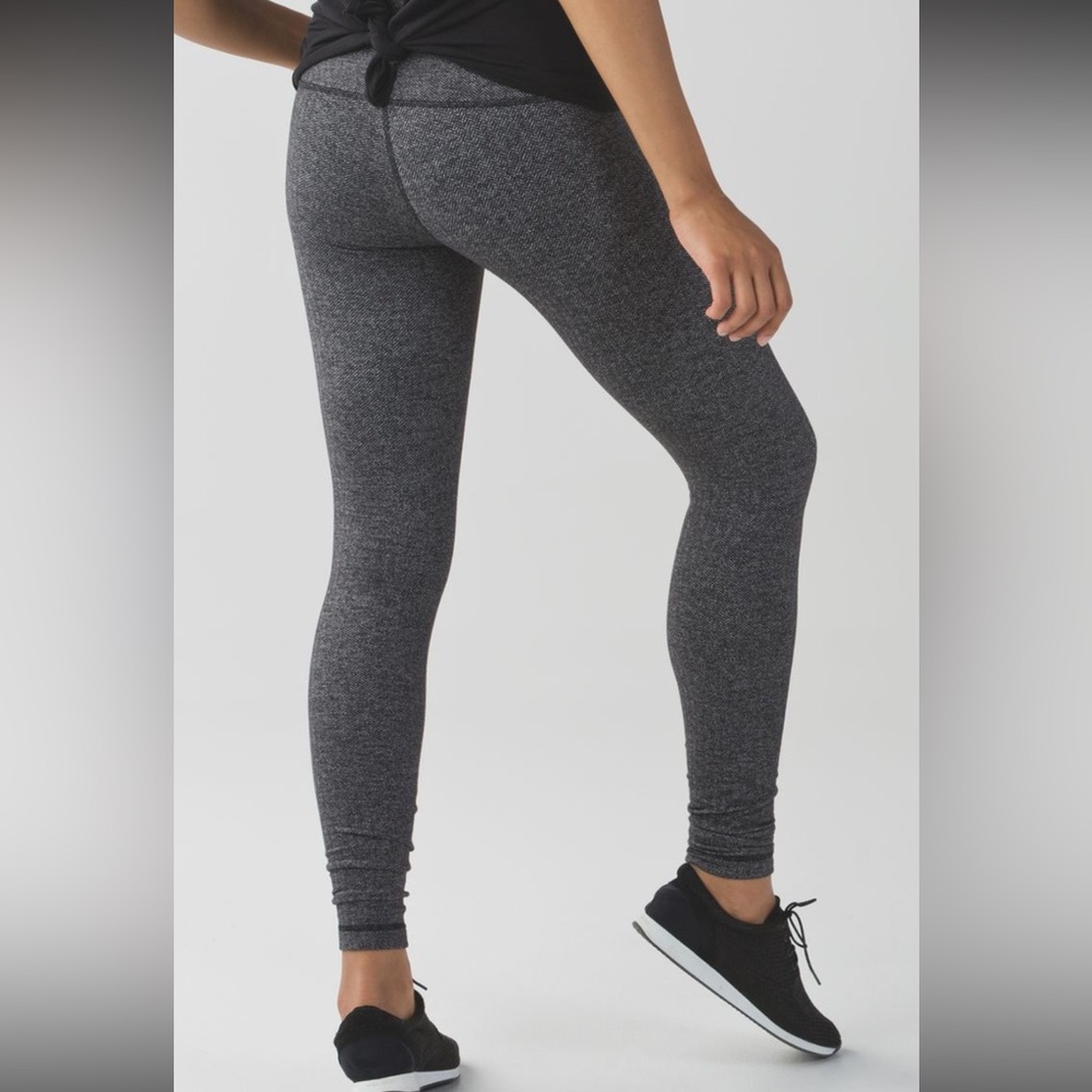 Lululemon Wunder Under Pant (Hi-Rise)Heathered Herringbone Black Black size 8